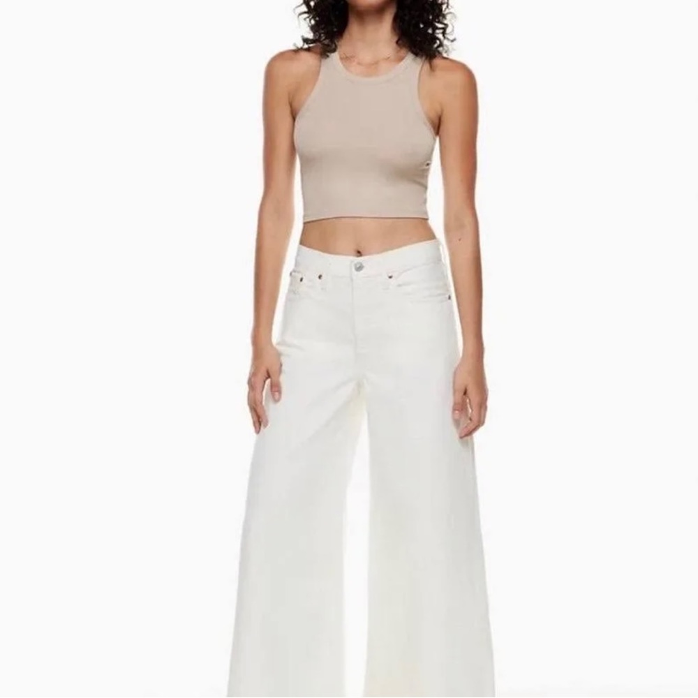 Levis White XL Flood Mid Rise Wide Leg Jeans